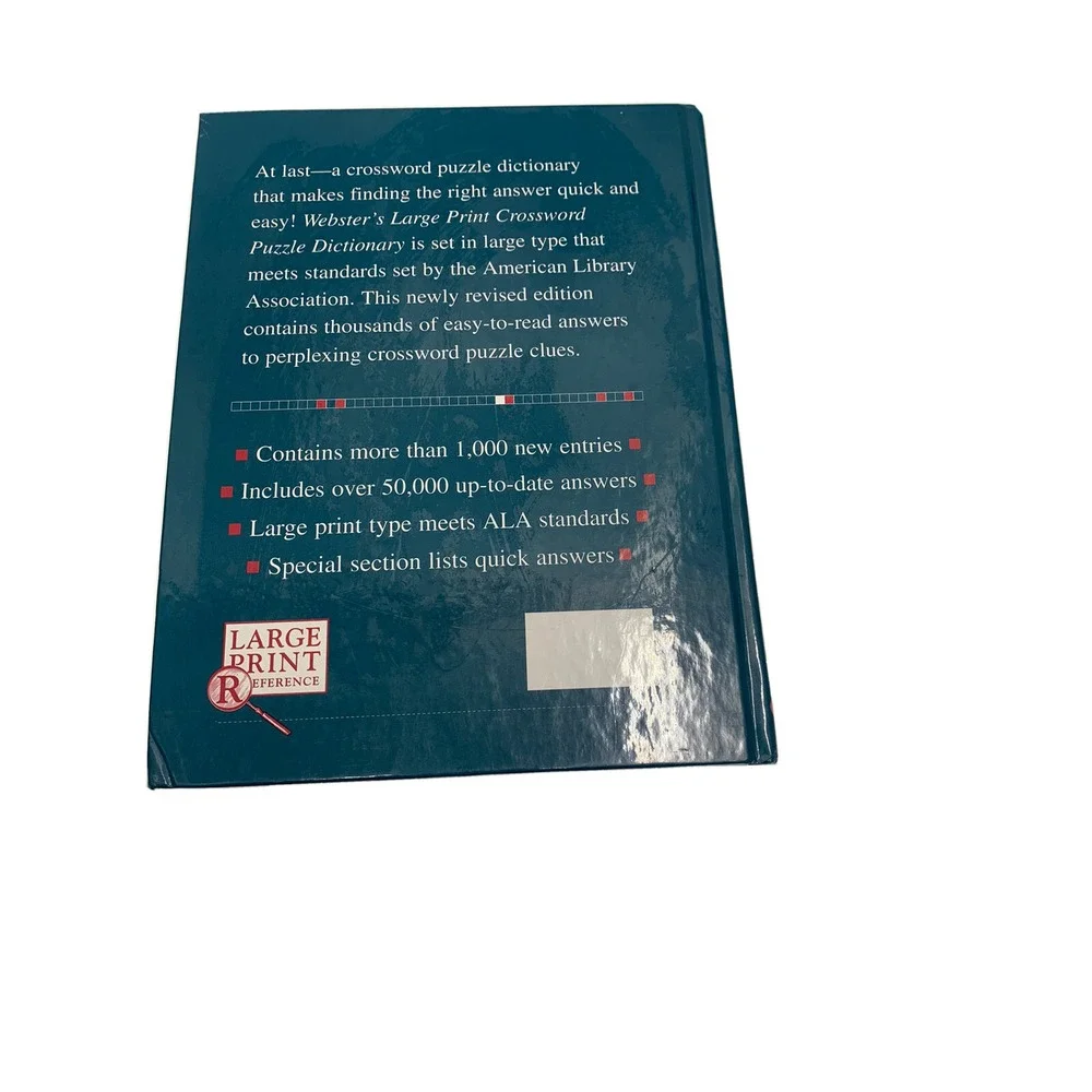 Crossword Puzzle Dictionary Websters Large Print 1994 Hardcover
